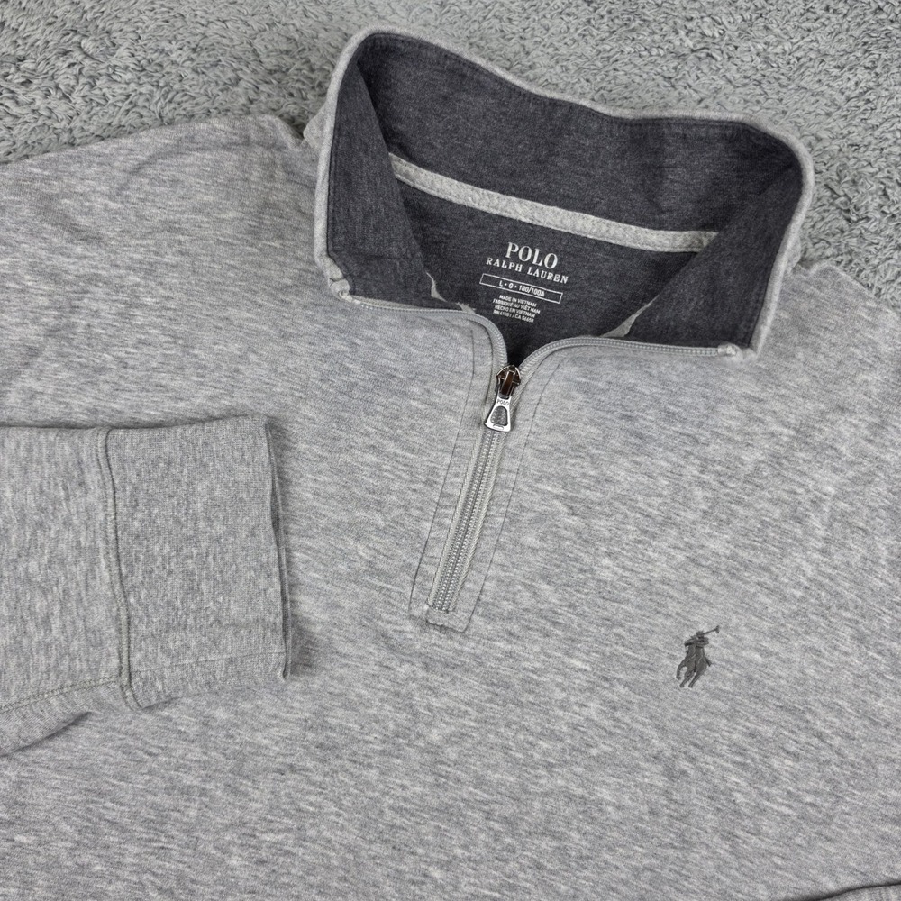 Polo Ralph Lauren Quarter Zip Pullover Mens L Gray Long Sleeve Fleece Pony Logo